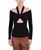 BCBGMAXAZRIA Women's Neck Long Sleeve Pullover Halter Knit Top