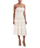 BCBGMAXAZRIA Women's Straight Neck a Line Striped Lace Midi Dress