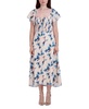 BCBGeneration Women's Scoop Neck Flutter Sleeve Smocked Bodice Pullover Midi Day Dress