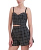 BCBGMAXAZRIA Women's Sleeveless Sweetheart Neck Tweed Bustier Top