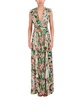 BCBGMAXAZRIA Women's Sleeveless V Neck Pleated Ruffle Maxi Gown