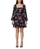 BCBGeneration Women's Long Sleeve Square Neck Tie Belt Flounce Hem Mini Dress