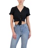 BCBGeneration Women's Short Sleeve Button Down Tie Front Crop Top