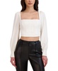 BCBGeneration Women's Long Puff Sleeve Square Neck Top