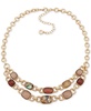 Gold-Tone Link & Mixed Stone Layered Collar Necklace, 16" + 3" extender