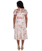 Women's Floral Flutter-Sleeve Belted Midi Dress