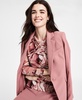 Women's Draped-Neck Swirl-Print Mesh Top, Exclusively at Macy's