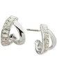 Silver-Tone Crystal Baguette Button Earrings