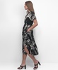 Women's Printed Ladder Lace Trim Dress