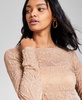 Women's Floral Crewneck Long-Sleeve Mesh Top, Exclusively at Macy's 