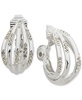 Silver-Tone Crystal Multi-Row Button Clip Earrings