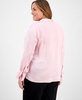 Plus Size Tie-Neck Stand-Collar Blouse