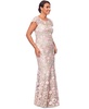 Women's Boat-Neck Short-Sleeve Lace Gown