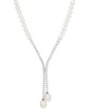 Cultured Freshwater Pearl (5mm & 10 x 8mm) & Cubic Zirconia Lariat Necklace in Sterling Silver, Created for Macy's