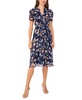 Petite Puff-Sleeve Smocked-Waist Midi Chiffon Dress
