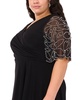 Plus Size Sheer-Sleeve Fit & Flare Dress