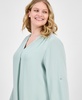 Plus Size V-Neck Pleat-Front Blouse