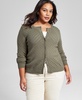 Trendy Plus Long-Sleeve Pointelle-Knit Cardigan, Exclusively at Macy's