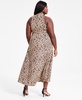 Trendy Plus Size Cheetah-Print Mock Neck Sleeveless Dress, Exclusively at Macy's 