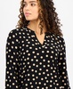 Petite Printed Split-Neck Long-Sleeve Top