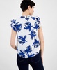 Women's Floral-Print Ruffle-Sleeve Blouse