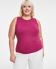 Trendy Plus Size Sleeveless Jersey Crewneck Top, Created for Macy's