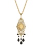 Women's Gold Tone Black Oval Cameo Locket Necklace