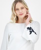 Women's Embroidered Bell-Sleeve Boat-Neck Tunic Top