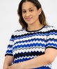 Plus Size Chevron-Knit Short-Sleeve Sweater