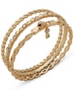 Gold-Tone 3-Pc. Set Stone Heart Bangle Bracelets