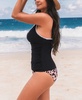 Women's Tummy Control Criss Cross Back Tie Shell Stitched Tankini Sets