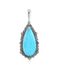 Sterling Silver Blue Turquoise Teardrop Bordered Design Pendant Enhancer