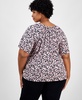 Plus Size Printed Short Sleeve Blouse