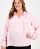 Plus Size Tie-Neck Stand-Collar Blouse