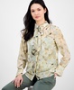 Women's Floral-Print Tie-Neck Blouse