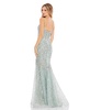 Women's Embellished Sleeveless Plunge Neck Trumpet Gown