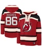 Men's Jack Hughes Red New Jersey Devils Big Tall Lace-up Pullover Hoodie