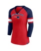 Women's Red, Navy New England Patriots Arch Raglan 3/4-Sleeve Notch Neck T-shirt
