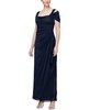 Petite Cold-Shoulder Draped Metallic Gown