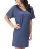 Solid Color Loose Fit V Neck T Shirt Style Women's Knee Length Dress