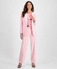 Women's Open-Front Shawl Collar Blazer, Printed Boat Neck Short-Sleeve Top & High Rise Wide-Leg Pull-On Pants