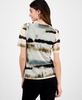 Women's Watercolor-Print Elbow-Sleeve Top