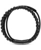 Men's Onyx & Lava Bead Triple Row Braided Leather Bracelet in Black Ion-Plated Stainless Steel (Also in Onyx/Sodalite)