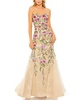 Women's Strapless Sheer Bustier Embroidered Mermaid Gown