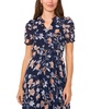 Petite Puff-Sleeve Smocked-Waist Midi Chiffon Dress