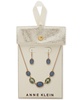 Gold-Tone Pavé & Oval Stone Statement Necklace & Drop Earrings Set 