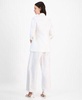 Women's Notch-Collar 3/4-Sleeve Open Jacket & Pull-On Flyaway Wide-Leg Pants