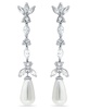 Imitation Pearl Marquise Cubic Zirconia Tear Drop Earrings in Silver Plate