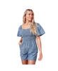 Women's Bell Sleeve Smocked Chambray Romper
