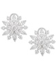 Cubic Zirconia Flower Statement Earrings in Sterling Silver